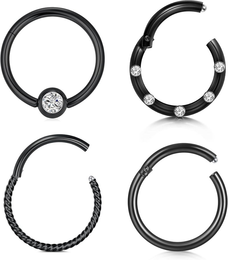 D.Bella 16G 14G Horseshoe Rings Surgical Steel Nose Septum Horseshoe Hoop Earring Eyebrow Tragus Lip Rings Daith Helix Piercing Jewelry for Women Men 6-12mm Smily Piercing Jewelry - Image 1